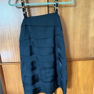 Elegant Navy Black Tiered Dress